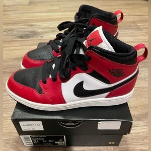 Nike Jordan Air Force's 1 Mid "Black/Gym Red" Grade School Boys' basketball shoe